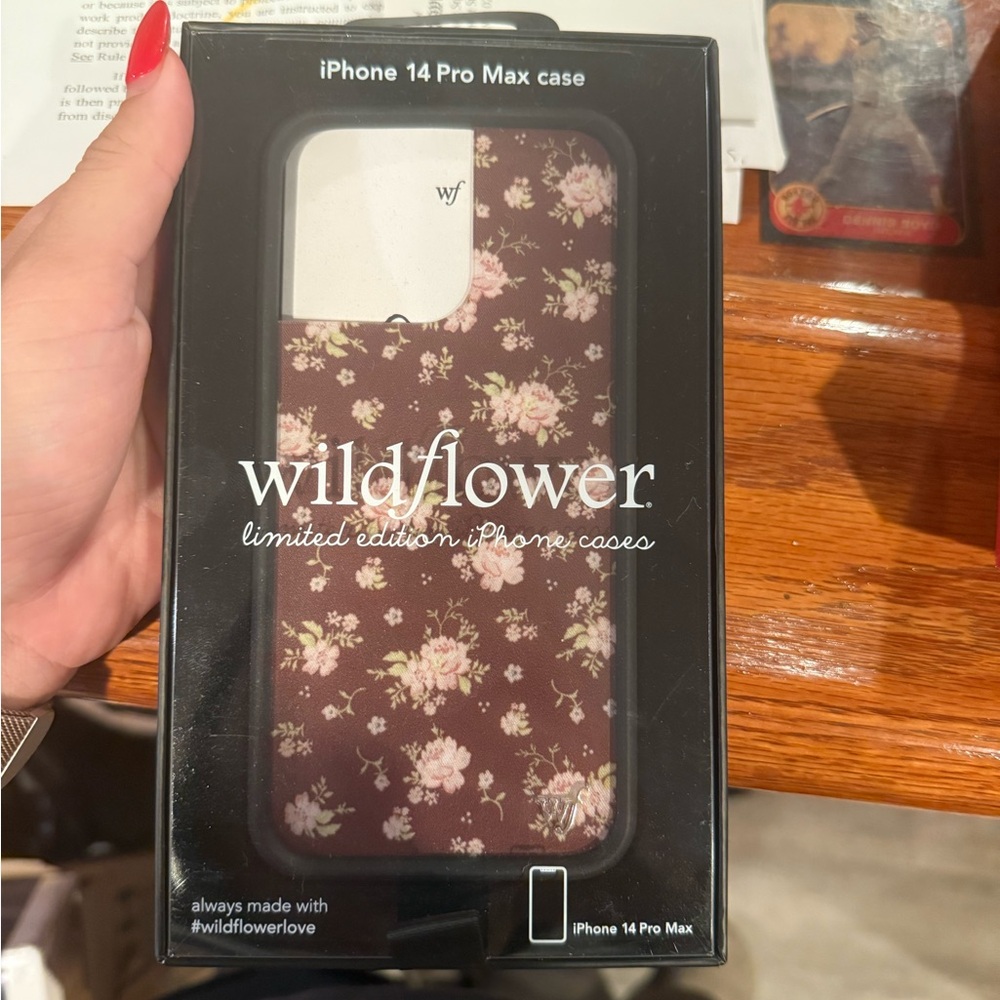 Wildflowers Floral iPhone 14 Pro Max Case - Brown and Pink